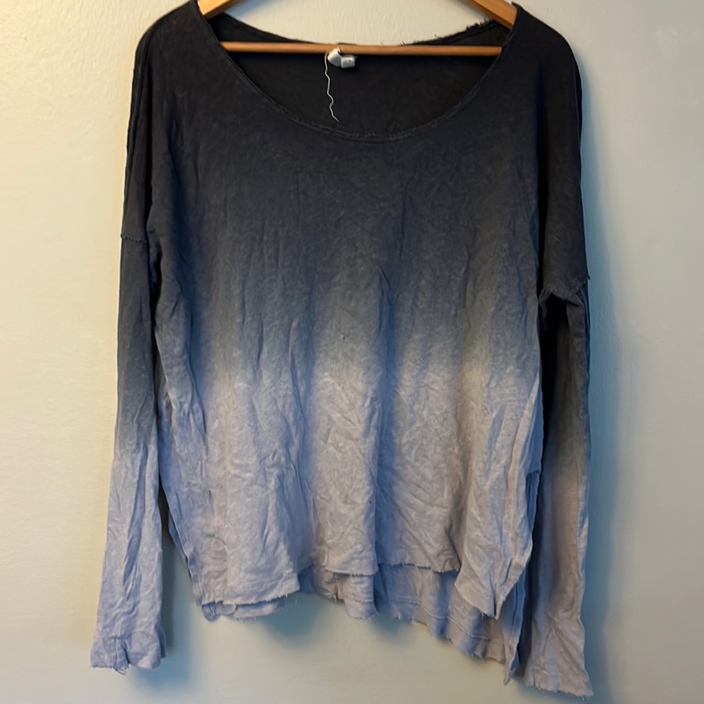 We the free distressed ombré wide cropped shirt